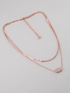 Kendra Scott Oval Double Layer Snake Chain White Quartz Necklace